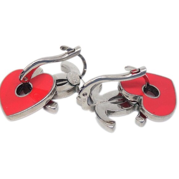 Chanel CC Heart Silver Dangle Piercing Earrings - Picture 3 of 8